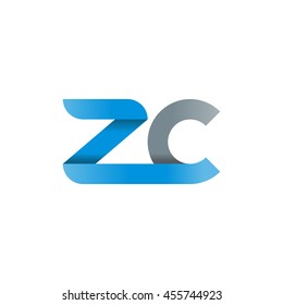 initial letter zc modern linked circle round lowercase logo blue gray