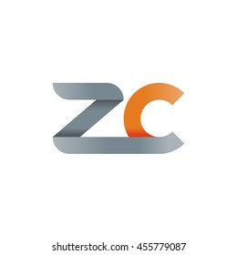 initial letter zc modern linked circle round lowercase logo orange gray