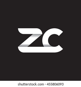 initial letter zc modern linked circle round lowercase logo black white