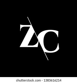Initial Letter ZC Monogram Sliced. Modern logo template isolated on black background