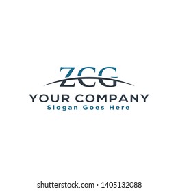 Initial letter ZCG, overlapping movement swoosh horizon logo company design inspiration in blue and grey color vector