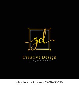 Letra inicial logotipo escrito a mano con caligrafía ZD. Alfabeto escrito a mano en la plantilla de logotipo. Letras y alfabeto para el diseño de su logotipo.
