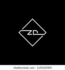 Initial letter ZD DZ minimalist art monogram shape logo, white color on black background.