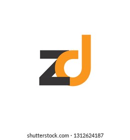 Initial Letter ZD Linked Circle Lowercase Logo Black Orange Icon Design Template Element - Vector