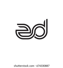 Initial letter zd, linked outline rounded lowercase, monogram black