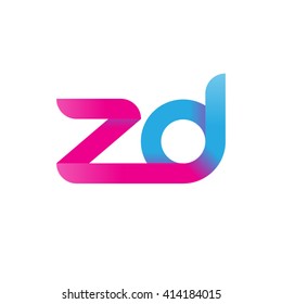 initial letter zd linked round lowercase logo pink blue purple