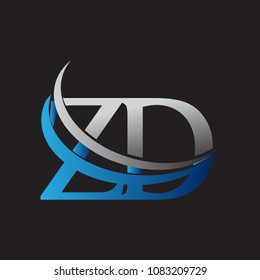 initial letter ZD logotype company name colored blue and grey swoosh design. vector logo for business and company identity.