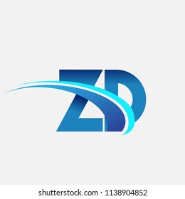 initial letter ZD logotype company name colored blue and swoosh design. vector logo for business and company identity.