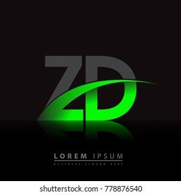 initial letter ZD logotype company name colored green and black swoosh design. vector logo for business and company identity.
