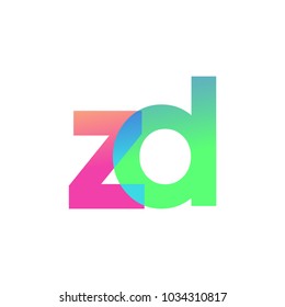 Initial Letter ZD Lowercase Logo green, pink and Blue, Modern and Simple Logo Design.