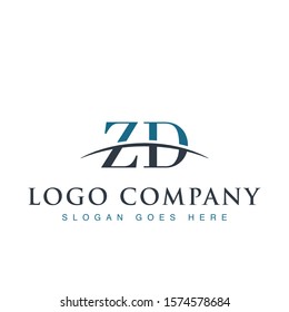 Initial letter ZD, overlapping movement swoosh horizon logo company design inspiration in blue and gray color vector	