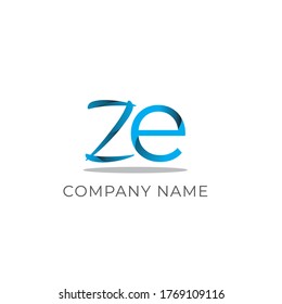 Initial Letter Ze Linked Circle Logo  Blue Icon Design Template Element