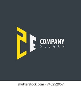 Initial Letter ZE Linked Triangle Design Logo