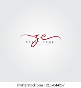 Initial Letter ZE Logo - Handwritten Signature Logo