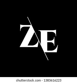 Initial Letter ZE Monogram Sliced. Modern logo template isolated on black background