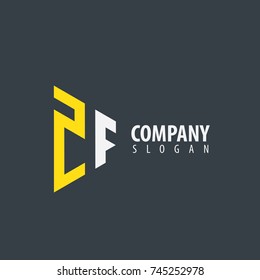 Initial Letter ZF Linked Triangle Design Logo