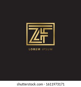 Initial Letter ZF linked uppercase overlap modern gold logo vector design template. Suitable for business, consulting group company. Vector Illustration.