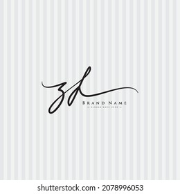 Initial Letter ZF Logo - Handwritten Signature Logo