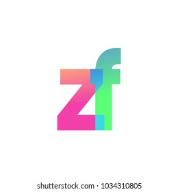 Initial Letter ZF Lowercase Logo green, pink and Blue, Modern and Simple Logo Design.