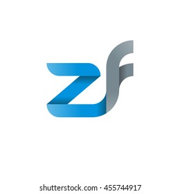 initial letter zf modern linked circle round lowercase logo blue gray