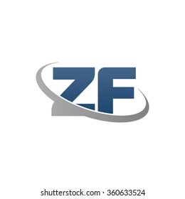 initial letter ZF swoosh ring company logo blue gray