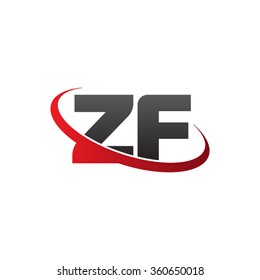 initial letter ZF swoosh ring company logo red black