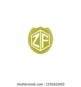 Initial Letter ZF, Z, F Logo Design with Leaf, Ecology, Nature, Organic Illustration for Company Identity Concept Design