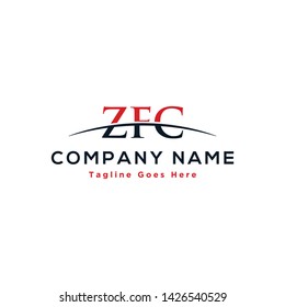 Initial letter ZFC, overlapping movement swoosh horizon logo company design inspiration in red and dark blue color vector