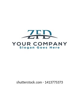 Initial letter ZFD, overlapping movement swoosh horizon logo company design inspiration in blue and gray color vector