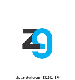 Initial Letter ZG Linked Circle Lowercase Logo Black Blue Icon Design Template Element - Vector