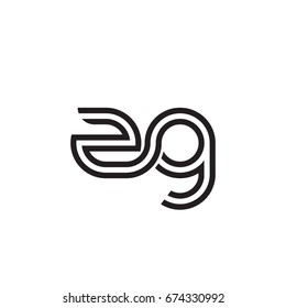 Initial letter zg, linked outline rounded lowercase, monogram black