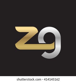 initial letter zg linked round lowercase logo gold silver black background