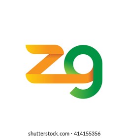 initial letter zg linked round lowercase logo orange green