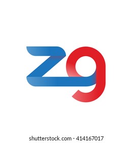 initial letter zg linked round lowercase logo blue red