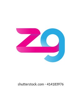 initial letter zg linked round lowercase logo pink blue purple