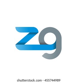 initial letter zg modern linked circle round lowercase logo blue gray