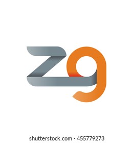 initial letter zg modern linked circle round lowercase logo orange gray