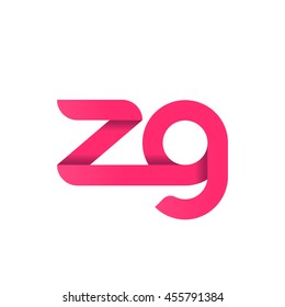 initial letter zg modern linked circle round lowercase logo pink