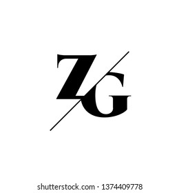 Initial Letter ZG Monogram Sliced. Logo template isolated on white background