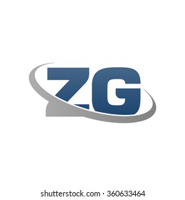 initial letter ZG swoosh ring company logo blue gray