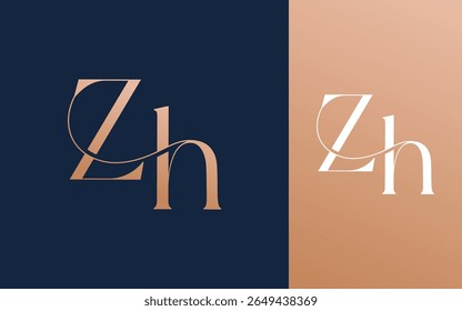 Ilustración vectorial inicial del diseño del logotipo de la letra ZH HZ para la pareja, la boda, y el negocio
