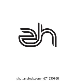 Initial letter zh, linked outline rounded lowercase, monogram black