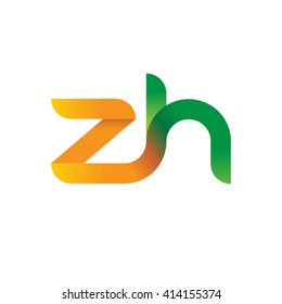 initial letter zh linked round lowercase logo orange green