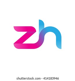 initial letter zh linked round lowercase logo pink blue purple
