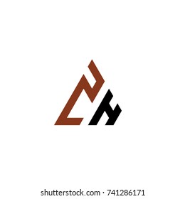 Initial Letter ZH Linked Triangle Design Logo