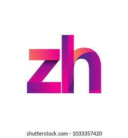 Initial Letter ZH Logo Lowercase, magenta and orange, Modern and Simple Logo Design.