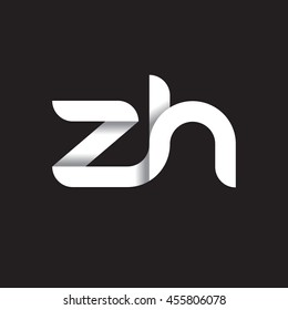 initial letter zh modern linked circle round lowercase logo black white