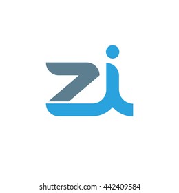 initial letter zi linked round lowercase logo blue