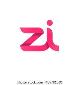 initial letter zi modern linked circle round lowercase logo pink