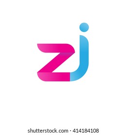 initial letter zj linked round lowercase logo pink blue purple